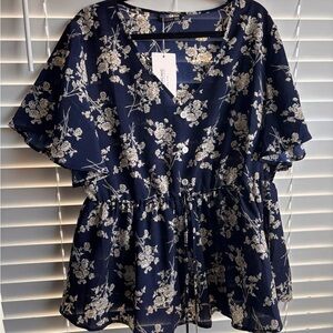 BloomChic Navy Floral Blouse